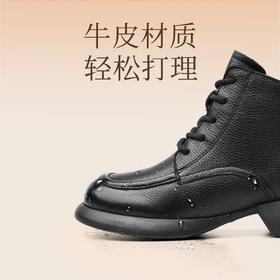 真皮加绒保暖妈妈短靴2023新款冬季马丁靴中年软底休闲防滑女棉鞋23M583-3H