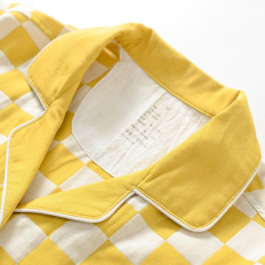 【棋盘格家居服】双层纱家居服格子情侣睡衣全棉长袖长裤居家服套装新 商品图11