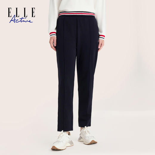 ELLE Active 【明线烟管裤 天丝透气】针织长裤小直筒裤修身时尚女裤 商品图2