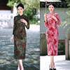 复古国风，老上海植绒扎染大码旗袍秋新款七分袖旗袍GX-2570119 商品缩略图0