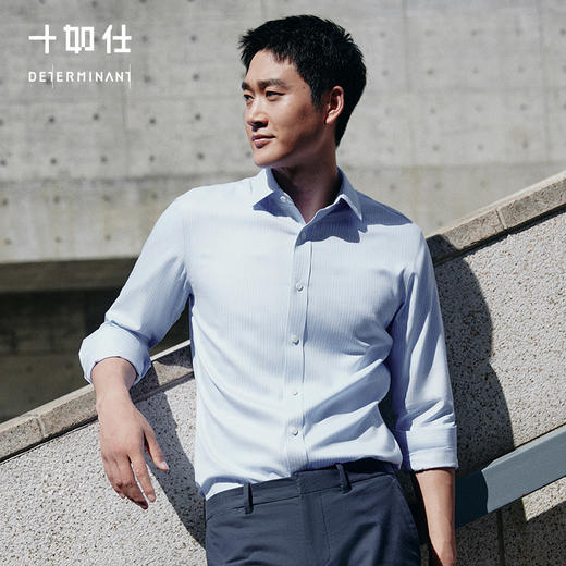 十如仕免烫条纹府绸正装 长袖衬衫301 商品图0