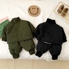 【抓绒毛圈内衬，温柔呵护宝宝肌肤！】童装婴儿套装韩版秋冬款男女儿童衍缝加绒套装夹棉套装宝宝外出服lm 商品缩略图3