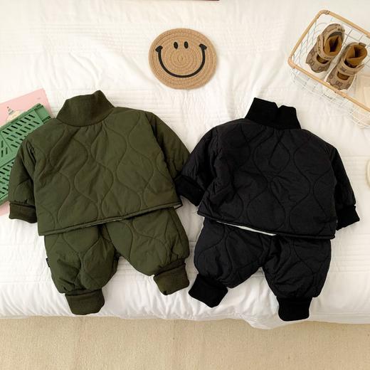 【抓绒毛圈内衬，温柔呵护宝宝肌肤！】童装婴儿套装韩版秋冬款男女儿童衍缝加绒套装夹棉套装宝宝外出服lm 商品图3