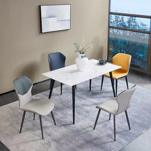 CBD 餐桌 宾利白岩板+黑色 商品图0