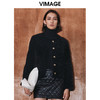 VIMAGE纬漫纪冬季新款气质修身羊毛羊皮革短外套大衣V2093601 商品缩略图0
