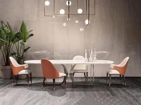 栖居 餐桌 简 大理石+不锈钢[免费送装，偏远地区除外]