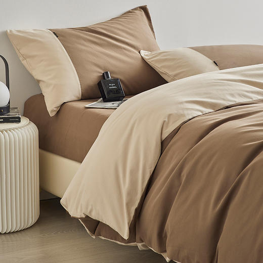 【拼色磨毛四件套】全棉秋冬磨毛精梳棉厚套件拼色四件套 商品图2