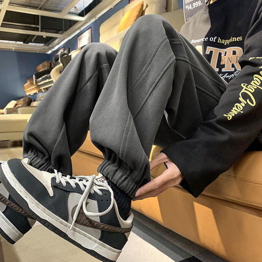 「四色可选！重磅卫裤」NASA重磅灰色卫裤 男春秋潮牌宽松运动裤子男款休闲大码收口束脚裤下装 商品图1