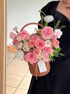 【藤编】T01小直圆仿藤花篮