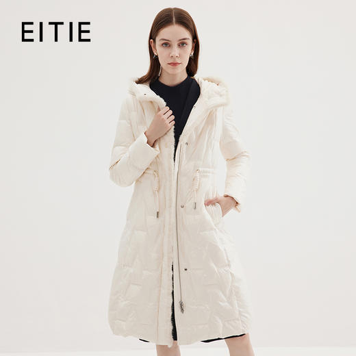 EITIE爱特爱EITIE冬款新款时尚连帽保暖高领中长款白鸭绒羽绒服7211922 商品图0
