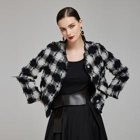 NH905斯尔丽2023秋冬新款宽松设计感圆领单排小个子上衣羊毛大衣