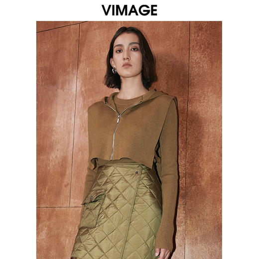 VIMAGE纬漫纪冬季新款时尚纯色两件套针织衫上衣V2001619 商品图3