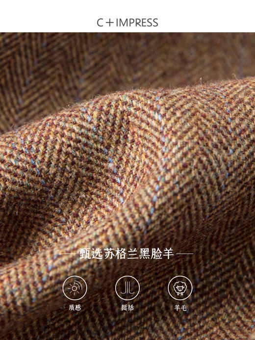 西嘉C+IMPRESS西嘉人字条纹羊毛MIU风西装外套女秋冬设计感半裙两件套WT2304049 商品图3