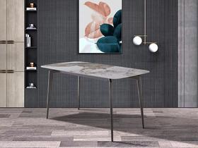 栖居 简 长餐桌 钢架+亮光岩板[免费送装，偏远地区除外]