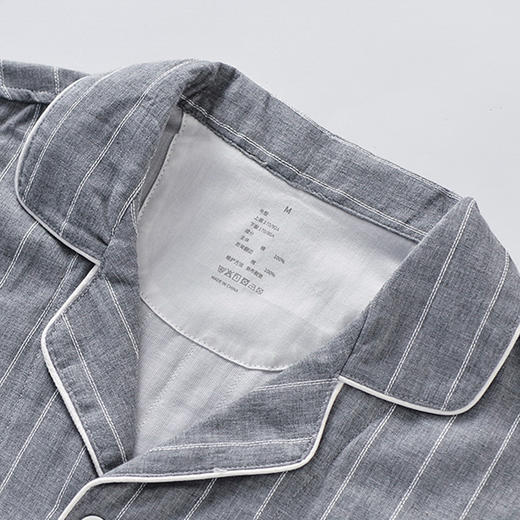 【彩条家居服】双层纱家居全棉情侣竖条纹睡衣纯棉男女家居服套装 商品图11