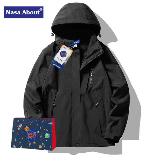 「三合一！数款可选」NASA ABOUT冲锋衣男女春秋季潮牌三合一登山服可拆卸防风防水外套上衣 商品图0
