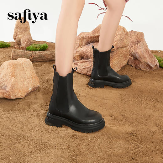 Safiya/索菲娅2023新品秋冬厚底小众金属扣英伦炸街烟筒靴 SF34116028 商品图2