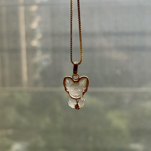 冰种翡翠小狗吊坠18k黄金镶嵌 商品图8