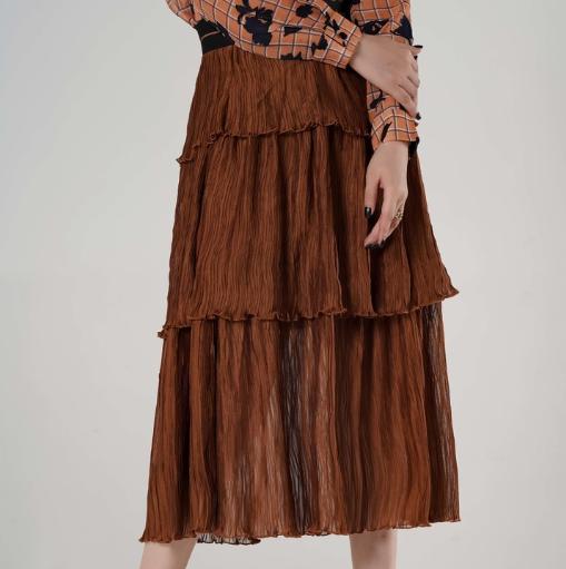 臣禾 松紧高腰压褶半身裙9213034276 商品图2