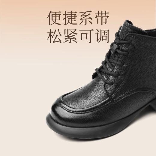 真皮加绒保暖妈妈短靴2023新款冬季马丁靴中年软底休闲防滑女棉鞋23M583-3H 商品图3
