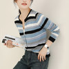 冷色ins初秋薄款小外套，新款法式撞色条纹宽松长袖针织开衫GYM-SW0899 商品缩略图0