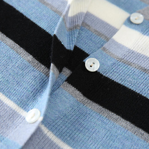 冷色ins初秋薄款小外套，新款法式撞色条纹宽松长袖针织开衫GYM-SW0899 商品图3