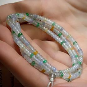 翡翠多彩算盘珠串