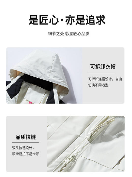「三合一！数款可选」NASA ABOUT冲锋衣男女春秋季潮牌三合一登山服可拆卸防风防水外套上衣 商品图2