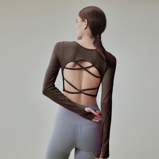 跃牌【化蝶双飞】系列 美背运动上衣带胸垫一体式瑜伽服长袖 MS1065（带胸垫） 商品图6