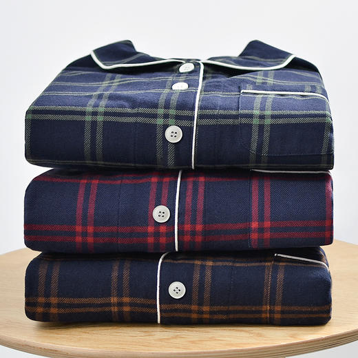 【法兰绒苏格兰英伦家居服】法兰绒无印风绒布家全棉睡衣套装男女情侣套装家居服 商品图1