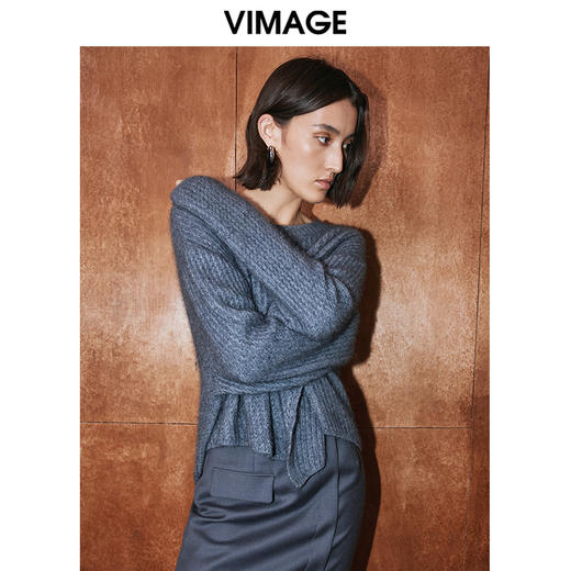 VIMAGE纬漫纪冬季新款洋气宽松小众设计针织衫上衣V2001618 商品图3