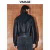 VIMAGE纬漫纪冬季新款个性帅气纯色短款连帽皮衣短外套V2093602 商品缩略图4