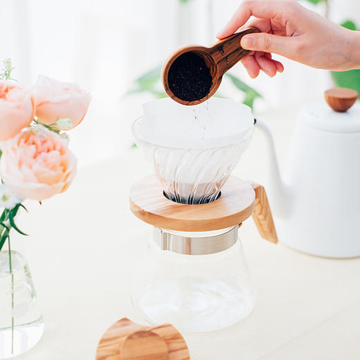 【HARIO】玻璃V60滤杯橄榄木手冲咖啡过滤杯分享壶套装VDG 商品图3