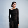 LIYIHAN斜肩褶皱上衣Y234S14790 商品缩略图0