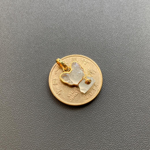 冰种翡翠小狗吊坠18k黄金镶嵌 商品图3