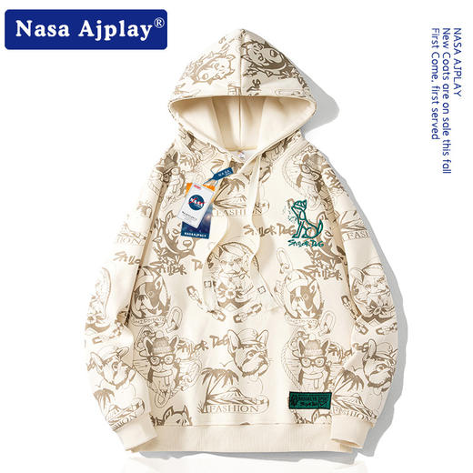 「三款配色！卡通印花款」NASA联名青少年宽松卡通印花卫衣 男款2023春秋季新款潮流痞帅外套上衣 商品图0