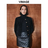 VIMAGE纬漫纪冬季新款气质修身羊毛羊皮革短外套大衣V2093601 商品缩略图1
