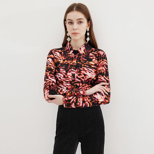 EITIE爱特爱冬季新款印花时尚舒适显瘦衬衣7209901 商品图2