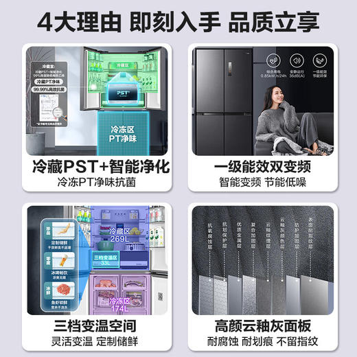 LR【美的（Midea）476升十字对开门冰箱风冷无霜BCD-476WSPZMA(E)】 商品图1