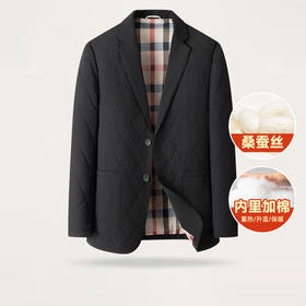 【圈】桑蚕丝【新款DKP】大依优型大码薄棉服加棉棉衣西装领胖子大码男休闲商务宽松加肥加大上衣冬季外套