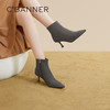 千百度显瘦细高跟时装靴秋冬尖头弹力袜靴女瘦瘦靴短靴子A23527904 商品缩略图2