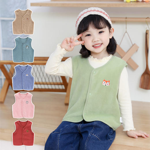 【秋天的气息，轻柔而温暖！】宝宝针织儿童马甲秋季新款男女童舒适保暖奥粒绒亲肤小马甲lm 商品图0