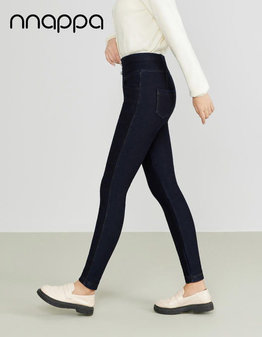 高腰针织一体绒小脚水洗牛仔裤3267 商品图2