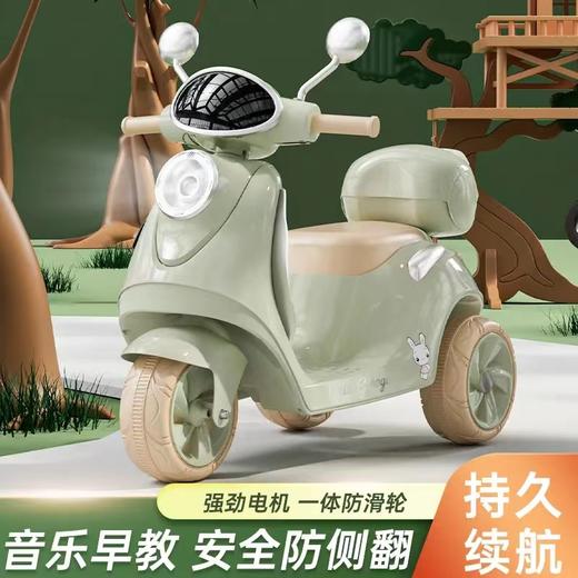 复古风儿童遥控电动三轮摩托车玩具车可坐人童车车子玩具双驱带蓝牙音乐多配置选 商品图0