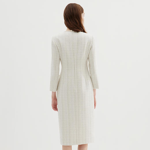 EITIE爱特爱气质大方通勤圆领收腰小香风粗花呢连衣裙秋季新款C07260 商品图4