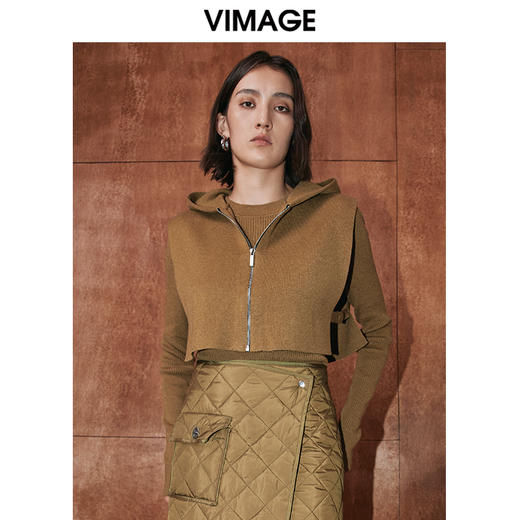 VIMAGE纬漫纪冬季新款时尚纯色两件套针织衫上衣V2001619 商品图0