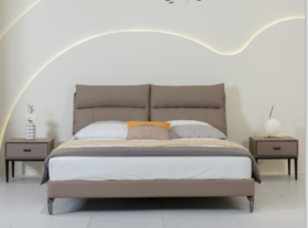 欧瑞驰 床 接触面头层真皮+靠包填充公仔棉+实木框架+静音排骨架+黑金脚[免费送装，偏远地区除外]