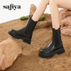 Safiya/索菲娅2023新品秋冬厚底小众金属扣英伦炸街烟筒靴 SF34116028 商品缩略图0