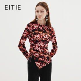 EITIE爱特爱冬季新款修身显瘦百搭印花小上衣7213902