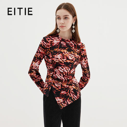 EITIE爱特爱冬季新款修身显瘦百搭印花小上衣7213902 商品图0